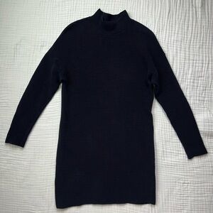 Be More With Less 100% cotton navy blue ribbed mockneck sweater dress -Size M/L